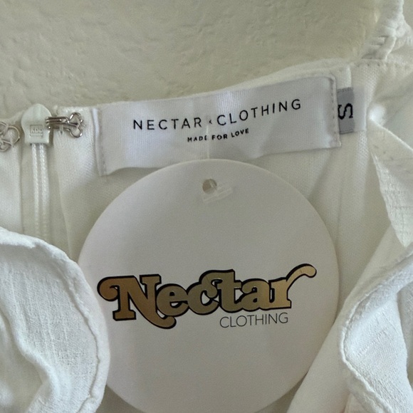 White Ruffle-Trim Button-Front Mini Dress - Picture 5 of 8